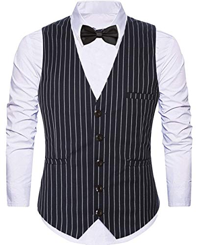 image for EFORLED Mens 1920s Accessories Gangster Stripe Vest Set - Gangster Spa