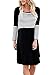 HOTAPEI Women's Long Sleeve A-Line Flare Casual Loose T-Shirt Midi Dress Striped