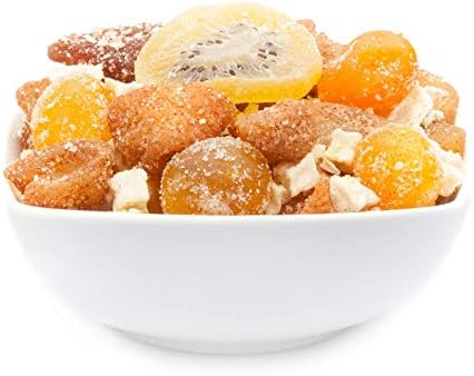 CrackersCompany 'Good Morning Blend' (1 x 700g Large Can) Candied Mini Oranges with Cinnamon Apple, Strawberries & Kiwis, Candied Kumquats with Dried Apple Cubes