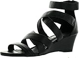 Diviana Nicki-16 Womens Criss Cross Strappy Back Zip Wedge Sandals