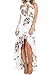 ZESICA Women's Halter Neck Floral Printed High Low Beach Party Maxi Dress, White, Small
