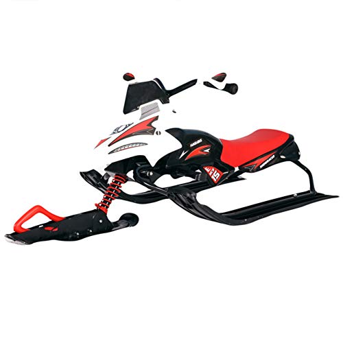 Snow sled Heavy Duty, Durable Metal Racer Snow Sledge with Brakes Steering Wheel Pull Rope for Kid & Adult-C - Thumbnail 3