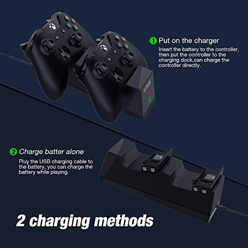 Controller Charger for Xbox One, Y Team Dual Charging Station for Xbox One/One X/One S/One Elite with 2pcs Rechargeable Battery Pack