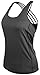 QUEENIEKE Womens Sport 2 in 1 Criss-Cross Straps Tank Top - Black, M
