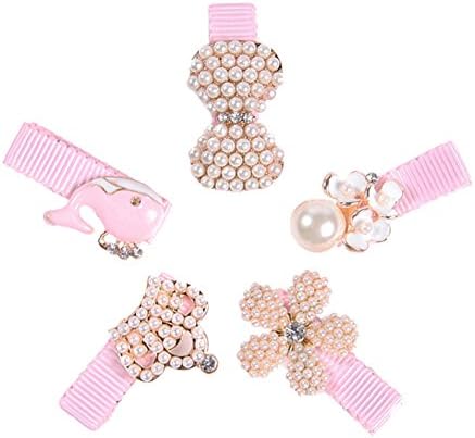 Evelin LEE Baby Kid Girl 5pcs Cute Barrettes Pearl Flowery Ribbon Bows Hairpin
