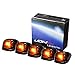 iJDMTOY Black-Out Smoked Lens Amber LED Illuminated Cab Roof Clearance Marker Lamps Compatible With Truck SUV 4x4, 5-Piece Roof Running Light Set Powered by (5) 5050-SMD LED Bulbs