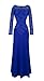 FORTRIC Women's Elegan Long Sleeve Blue Lace Bridesmaid Maxi Dress