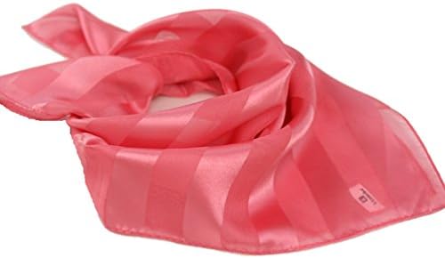 Kkusebo Women's Mini Square Satin Stripe Scarf Rose 19X19Inch