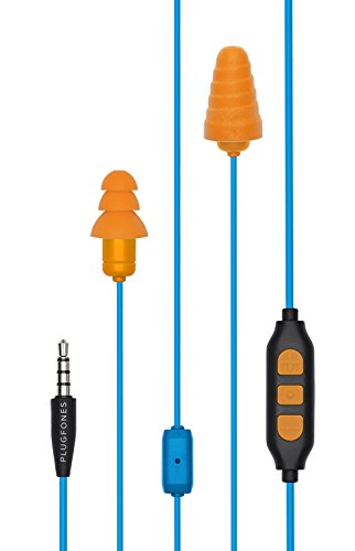PlugfonesÂ® Guardian Plusâ„¢ Earplug-Earbud Hybrid - Light Blue Cable / Orange Accents / Orange Plugs
