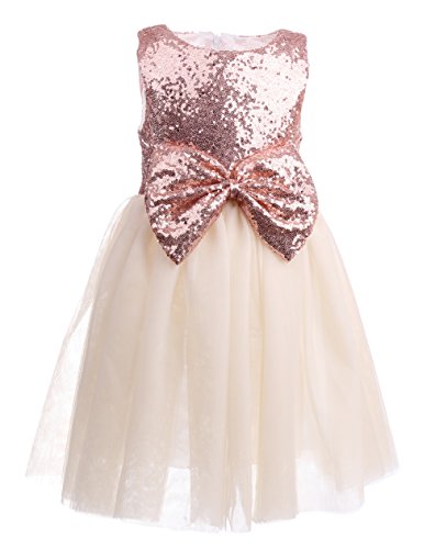 rose gold sequin flower girl dress
