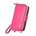 Pooqdo (TM) 2015 Newest Magnetic Zip Flip Wallet Leather Card Case Cover for Iphone 5 5g 5s (Hot Pink)