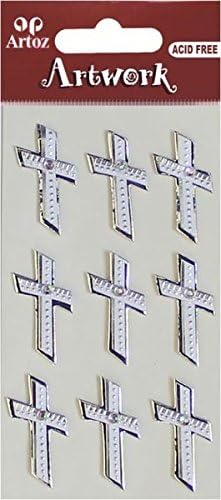 Silver Christian Crosses Craft Embellishment Religious Event Or Wedding Card Topper Scrapbooking Stickers