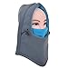 Vbiger Balaclava Ski Mask Windproof Thicken Winter Hat Fleece Full Face Cover for Men & Women (Grey+Blue)