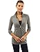 PattyBoutik Women Collar Pockets Casual Zip Jacket (Heather Gray Small)