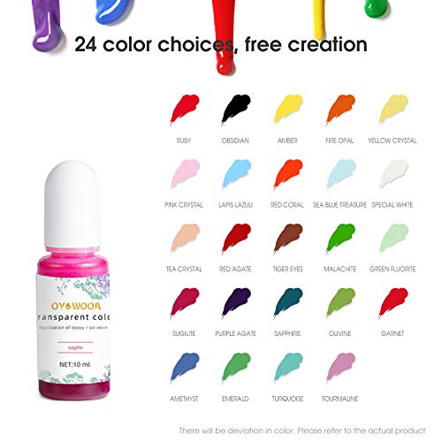 Epoxy Resin Pigment -24 Color Liquid Transparent AB Resin Colorant Highly Concentrated Resin Dye for Art and DIY Jewelry Making,10ml Each