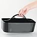 mDesign Plastic Office Storage Organizer Caddy Tote with Handle for Cabinet, Countertop, Desk, Workspace - Holds Erasable Pens, Colored Pencils, Washi Tape, Notebook - Large - Black