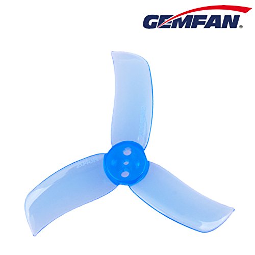 16pcs Gemfan 2040 3-Blade Propellers 2.0 Inch Triblade Props Compatible with 0804 0806 1103 1104 1105 6200-10000KV Brushless Motors (Transparent and Transparent Blue)