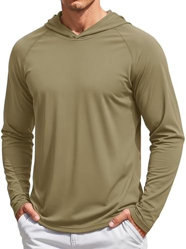Zengjo Men's UPF 50+ Sun Hoodie, Lightweight Long Sleeve Fishing