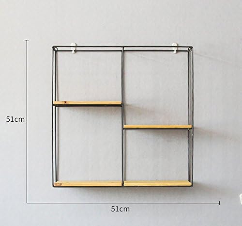 Longwei Geometry Shelf, Northern Europe Simple Iron Art Vintage Circular Word Wooden Double Layer Separator Wall Shelf Wall Surface Hanging Home Decoration Creativity Suspension Small Shelves