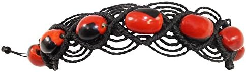 Adjustable Unisex Macrame Friendship Beaded Bracelet w/Peruvian Huayruro Seeds - Symbol of Prosperity, Love & Happiness