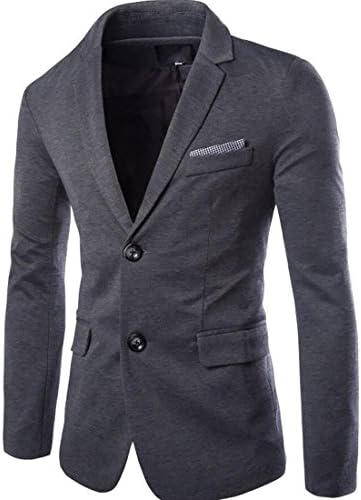GRMO Men's Two-Button Notch Lapel Pocket Blazer Jacket Outwear Dark gray US S