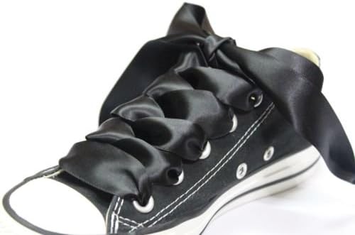 Pixel Shoestring - SATIN RIBBON GENUINE REPLACEMENT SHOELACES BOOTLACES For DR MARTEN color Black Length 70