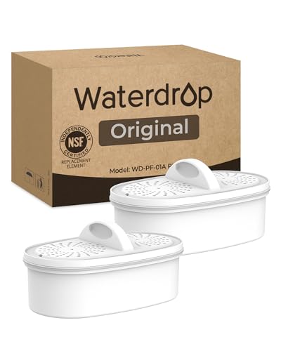 [Original] Waterdrop Replacement Filters for All Waterdrop Pitcher Filtration System, Reduces PFAS, PFOA/PFOS, Chlorine, Last Up to 3 Months or 200 Gallons, 2 Packs，WD-PF-01A Plus, NSF Certified