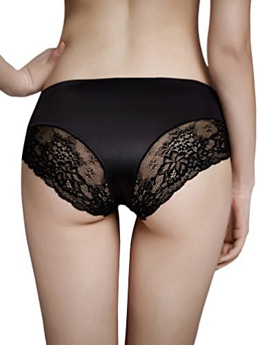 TagoWell Sexy Women Panties Seamless Luxurious Ice Satin Silk Lace Stitching Briefs