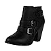 Forever Women's Buckle Strap Block Heel Ankle Booties, Black PU 8
