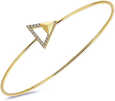 TARA Legacy 14k Gold Diamond Arrow Stud Bangle (0.12cttw, G-H Color, SI1-SI2 Clarity)