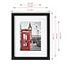 ONE WALL Tempered Glass 8x10 Picture Frame Set of 4 with Mats for 5x7, 4x6 Photo, Black Wood Frame for Wall and Tabletop - Mounting Hardware Included