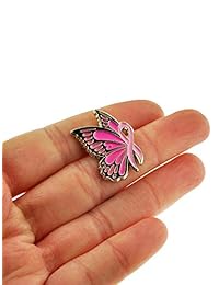 PinMart   Pin de solapa con cinta de color rosa y mariposa para concienciar sobre el cáncer de mama, metal común, S1392