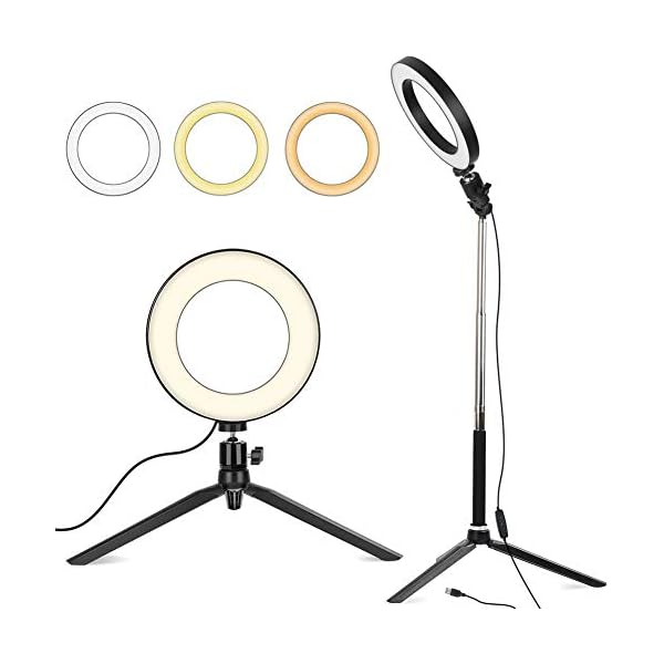 6 Zoll LED Ringlicht mit Stativ Ständer, Dimmbarer Ringleuchte mit 127CM Einstellbarem Stickständer Selfie Livestream…