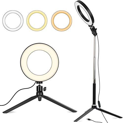 6 Zoll LED Ringlicht mit Stativ Ständer, Dimmbarer Ringleuchte mit 127CM Einstellbarem Stickständer Selfie Livestream…