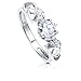BERRICLE Rhodium Plated Sterling Silver Cubic Zirconia CZ 3-Stone Celtic Knot Promise Ring