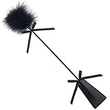 Ldoux Flirting Whip with Feather and Leather Slapper for Couples Adult Toy SM Restraint Bondage Sex Role Play Game(51cm)