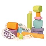 Grimm's Tree Slices - First Wooden Building Blocks Set for Baby & Toddler in Pastel Colors