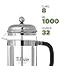 Tillvio French Coffee Press - Large Pot with Extra Durable Glass, Enhanced Filtration and 2 Replacement Filters for Easy Brewing and Original Taste - 1000 ml / 32 ounce / 8 cup / 1 liter
