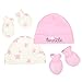 Gerber Baby Girls 4 Piece Cap and Mitten Set,Cream/light pink,0-6M