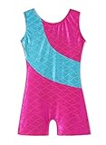 DAXIANG One-piece Leotard Mermaid Rainbow Colourful Gymnastics Biketard Shortall for Little Girls,Rose,120(5-6Y)