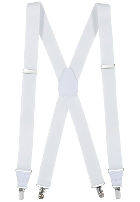 0.9 Width Men Genuine Leather Suspender Strap Y back Belt Loop 4 Snap Hooks