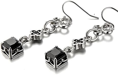 Valentine Love Gifts Sterling Silver 925 Drop Earrings Hook Jewelry Adorned in Fashion Black Glass Morsca