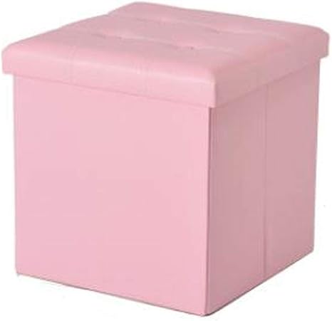 Amazon Co Jp ふーふうん 折りたたみ収納スツール 収納ボックス ストレージチェア オットマン フットスツール レザー 合皮 多機能ソファ交換靴スツール ピンク 38 38 38cm ホーム キッチン