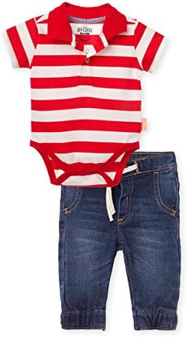 OFFCORSS Baby Boy Bodysuite Pique Striped Polo Shirt Coming Take me Home Summer Newborn Infant Outfit Tiendas de Ropa Conjunto de Bebes Red 6 9 M