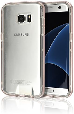 S7 Edge Clear Bumper Case [Dual Layer] [Slim Fit] Hybrid Rubber Soft TPU PC Back Cover Rugged Metallic Ergonomic Cell Phone Mobile Carrying Jelly Metal Lightweight Samsung Galaxy S7Edge (Rose Gold)