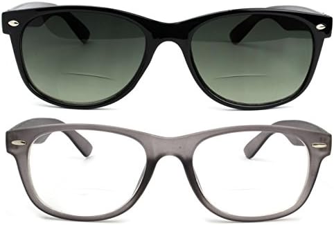 Bifocal Reading Glasses and Bifocal Sunglasses for Men and Women 2.0 Gray