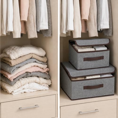 Kit 2 Caixas Organizadoras Dobraveis com Tampa Alça Reforçada e Mais Praticidade para Organizar Roupas Brinquedos e Ambientes