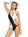 Topwigy Women's One Piece Bathing Suits Cross Double Colored Padded Push Up Halter Swimwear Swimsuit