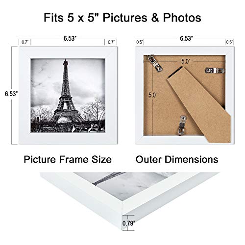 upsimples 5x5 Picture Frame with Real Glass,Bulk Photo Frames for Wall