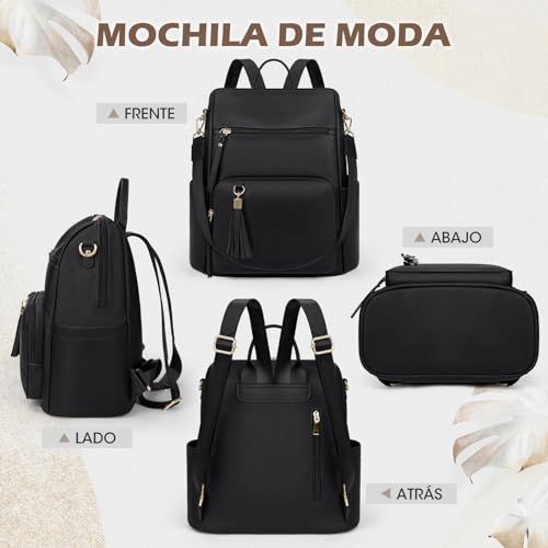 Mochila Monedero para Mujer, Mochila De Viaje Antirrobo De Diseñador De Cuero Mochila Informal De Moda Mochila para Mujer Bolsos De Hombro Grandes para Mujer